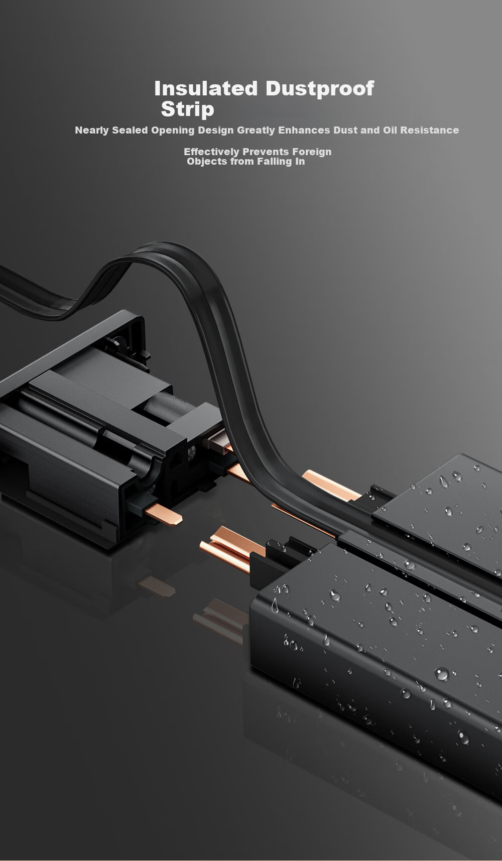DELIXI Track Socket Fourth Generation Movable Wall-Mounted Power Strip [Upgraded] Black 0.8m Rail + 4 Sockets 5