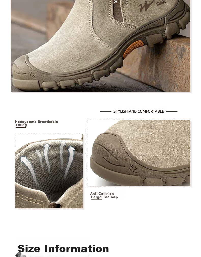 Shuangxingbate Safety Shoes for Men, Anti-Smashing And Puncture-Resistant Plastic Toe Cap, Welding Non-Slip Protective Work Shoes SX-22 Size 42 13