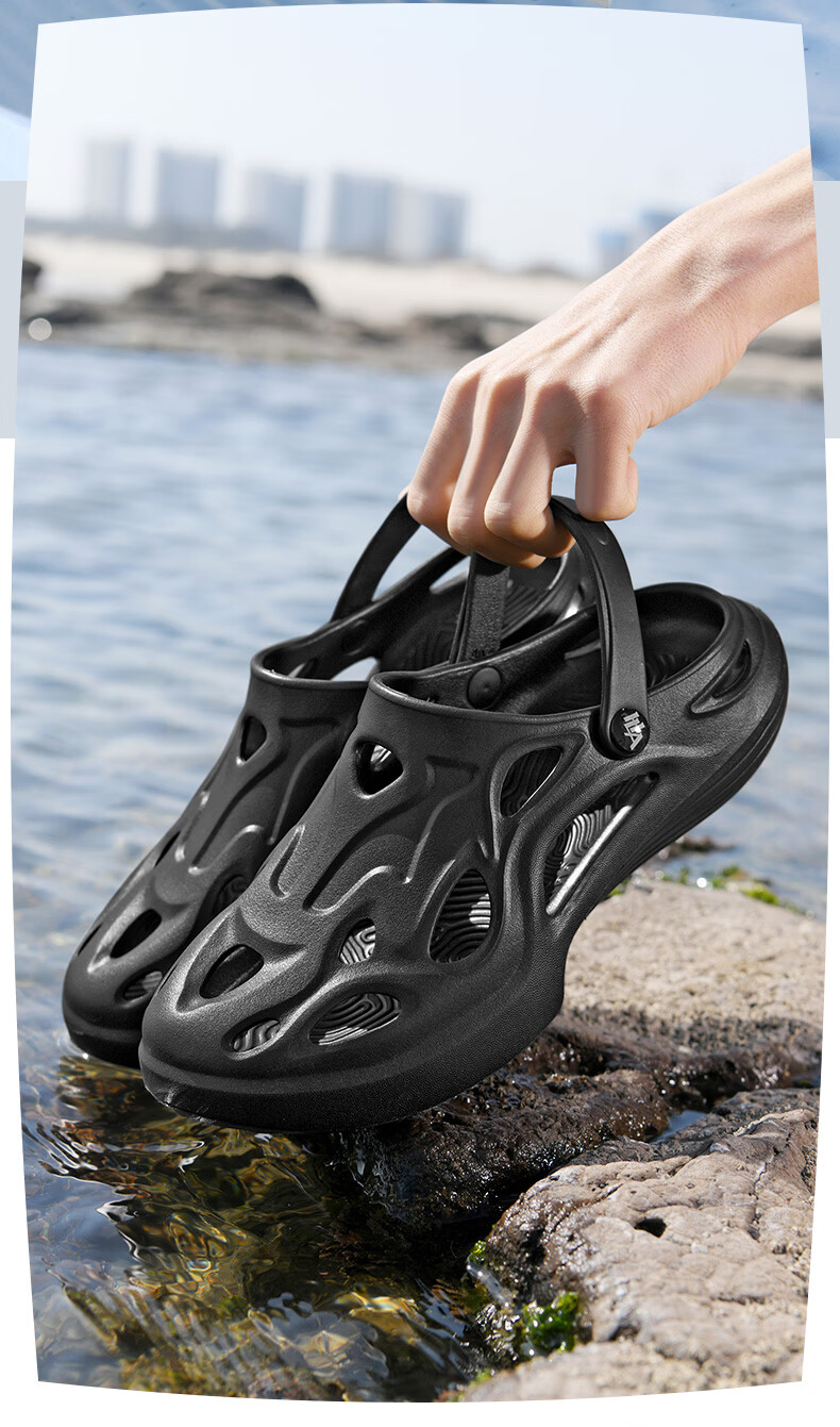 HLA Men's Sandals Hollow Toe Comfortable Slippers HAALXM2DBK120 Black Size 38/39 (Dual Size) 3