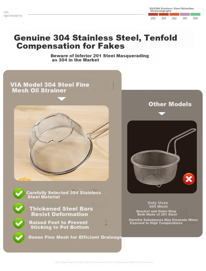 Newair 304 Stainless Steel Skimmer Strainer Ladle Noodle Strainer Basket Hot Pot Skimmer 5