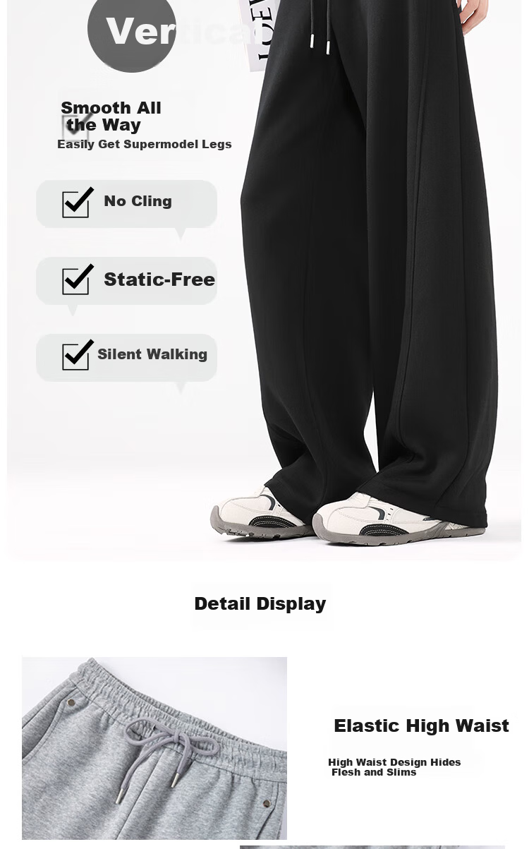Xueqiman Studded Wide-Leg Pants for Women 2026 Spring New High-Waist Slimming Scythe Pants Loose Hip-Covering Straight Casual Trousers for Women 8
