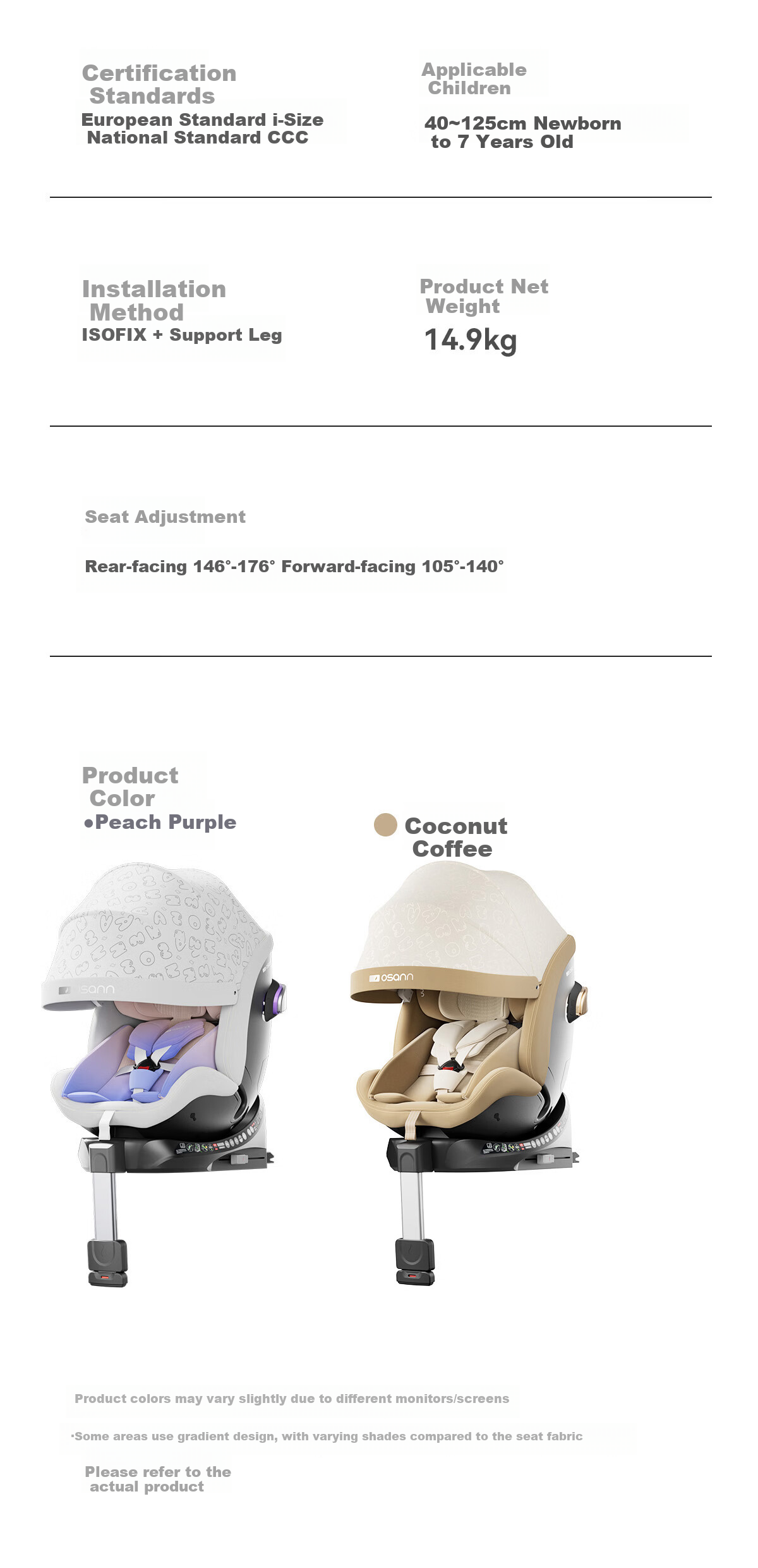 Osann Nebula 2nd Generation German Child Safety Seat 0-4-7 Years Infant Car Seat Reclining Smart Ventilation 18