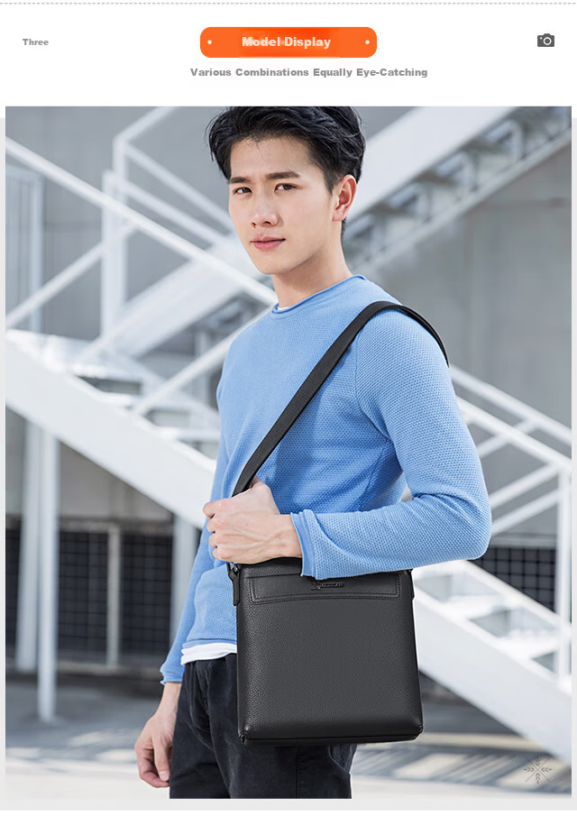 MEXICAN Men's Single-Shoulder Crossbody Handbag, Top-Grain Leather, Commuter Bag, Business Fashion, Travel-Friendly, Lightweight, Large Capacity, Birthday Gift 7
