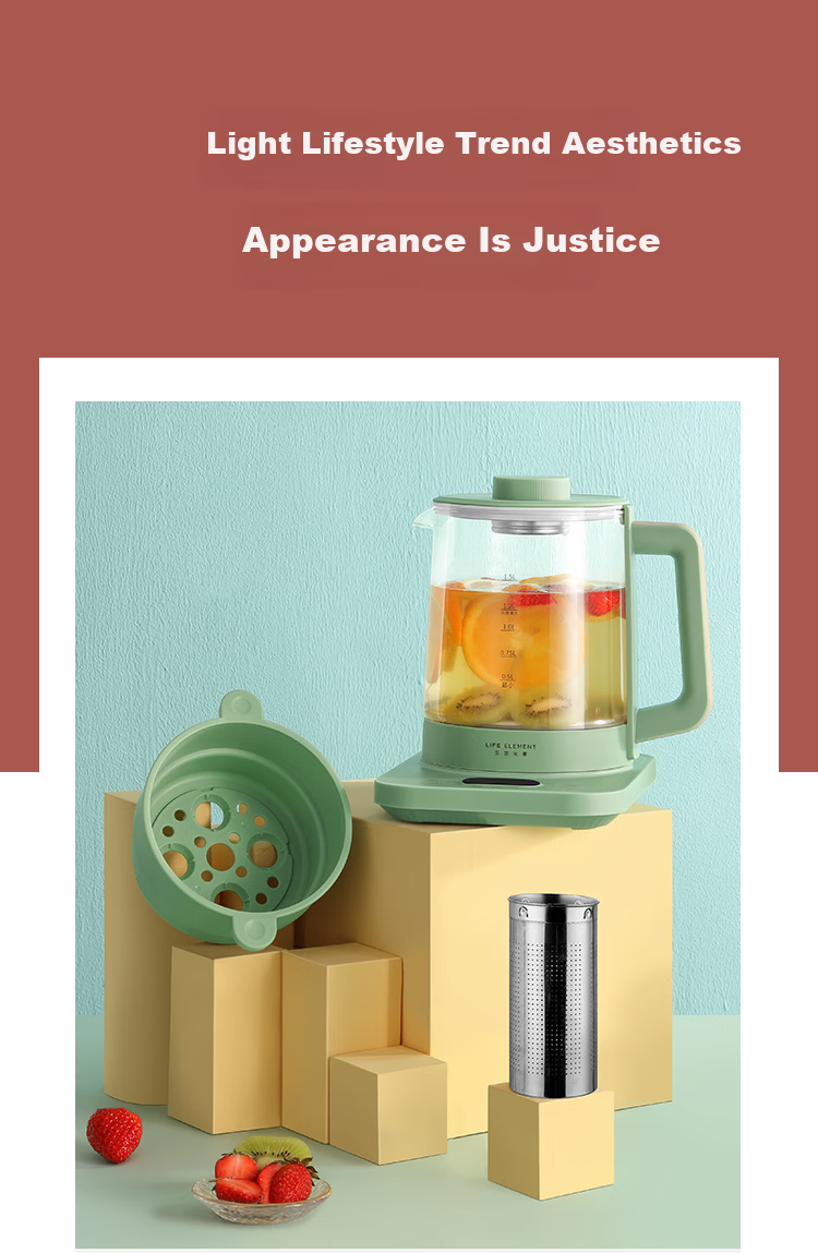 LIFE ELEMENT Multifunctional Tea Brewing Health Pot with Tea Filter, Steaming, Boiling, Constant Temperature and Keep Warm, 1.8L Large Capacity Home Tea Maker - D51 15