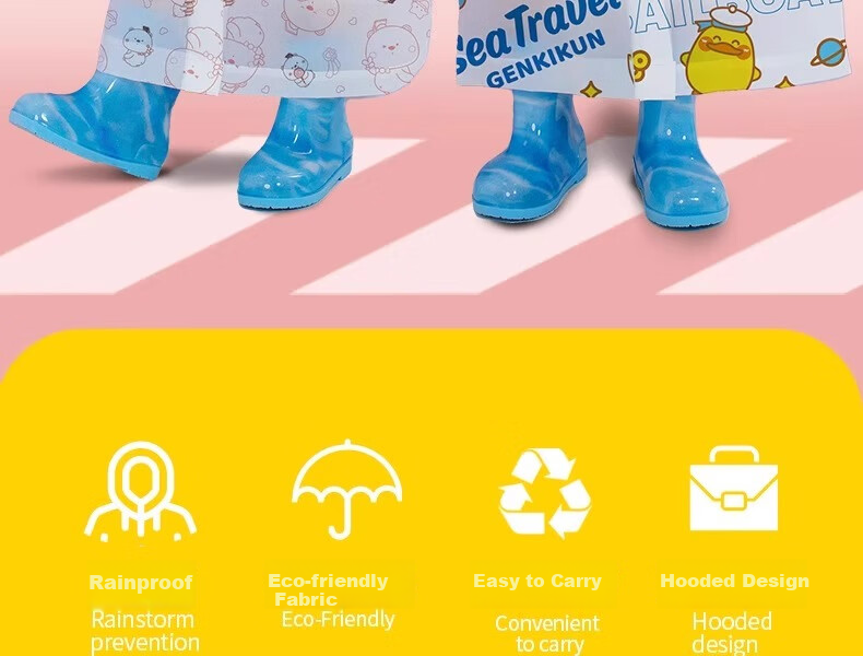 Aikangni Kids Raincoat 6-12 Years Disposable Thickened Anti-Storm Student Full-Body Protective Portable Stylish Little Aviator 3