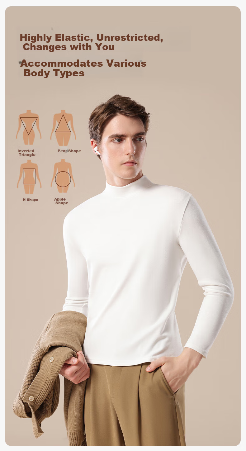 SNOWFLYING Men's Half Turtleneck Thermal Underwear Autumn Base Layer Fleece Thickened Long Sleeve T-Shirt 7