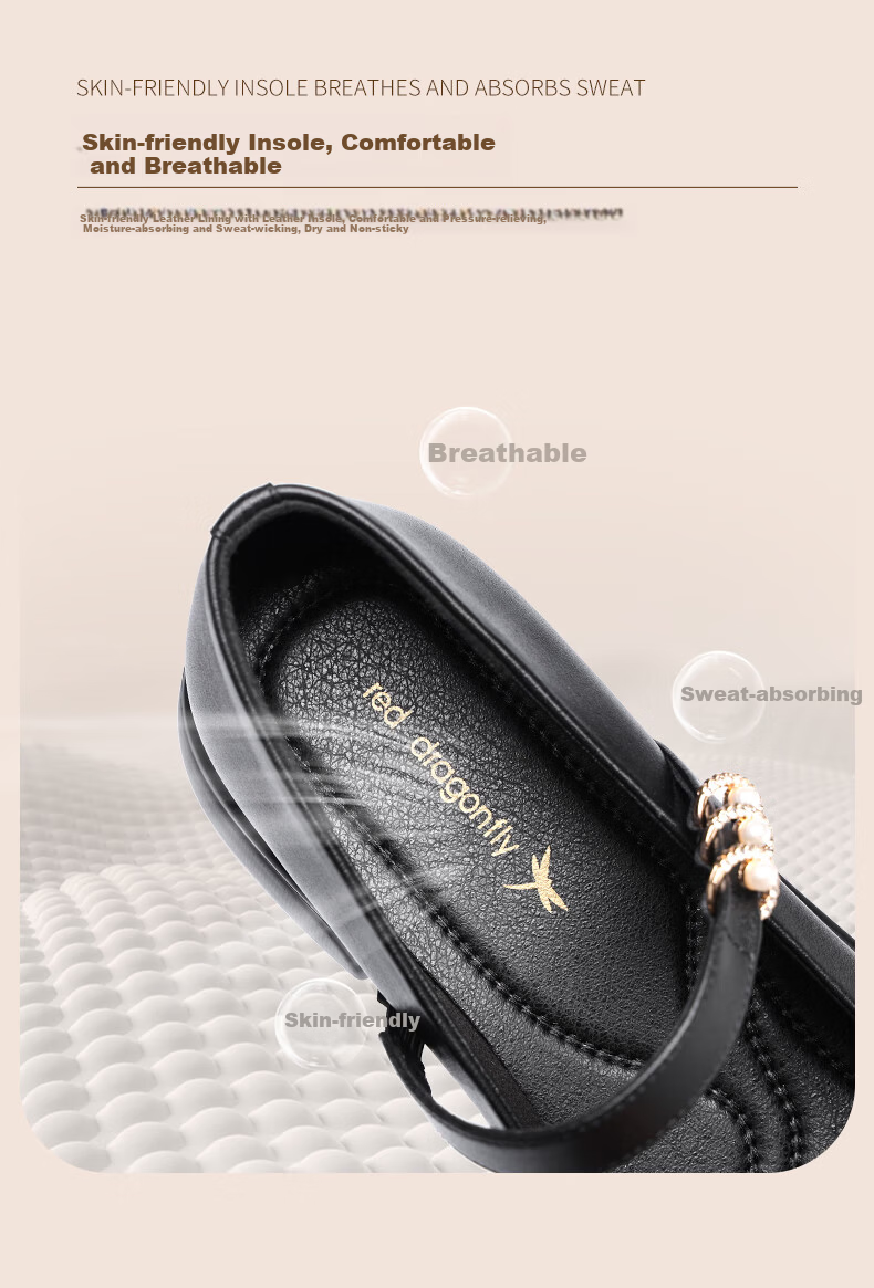 Red Dragonfly Mary Jane Lolita Leather Flats Women's Shallow JK Shoes WTB152692 Off-White Size 38 4