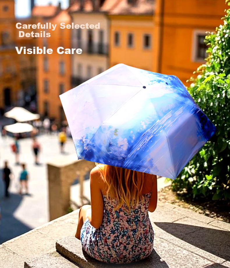 Knirps German UV Protection Sun Umbrella Rain Umbrella Ultra-Light Portable Women's Gift Blue 13