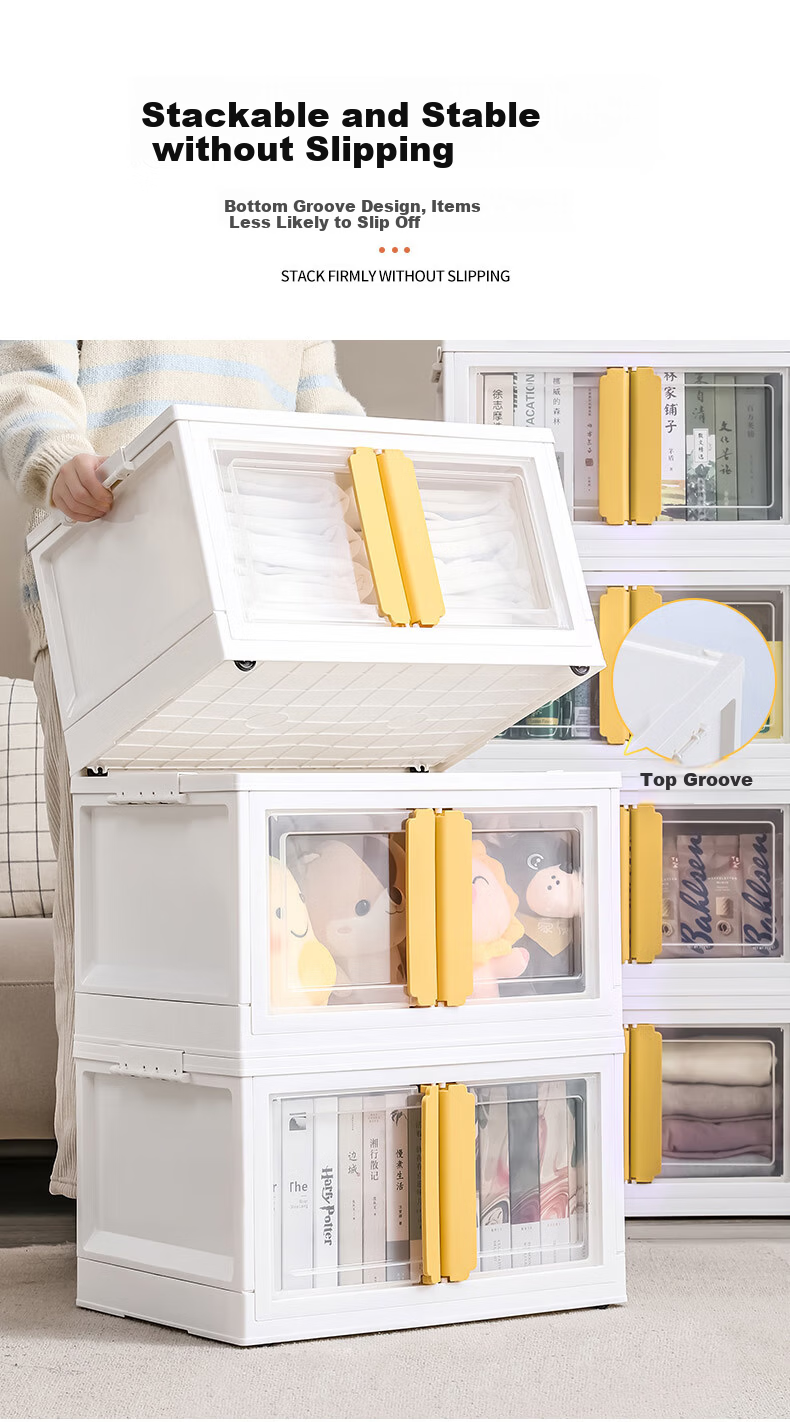 JEKO&JEKO Double Door Storage Cabinet Foldable Book Organizer Children's Wardrobe Storage Box White 1 Piece 6