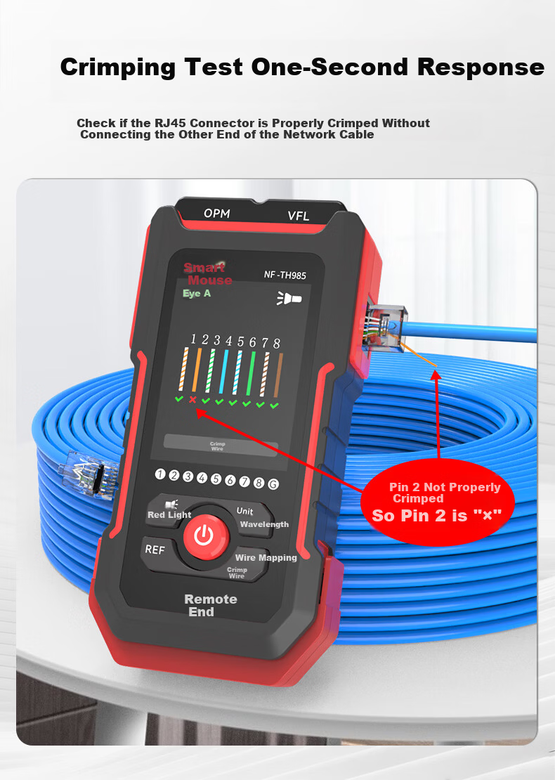 Smart Mouse NF-TH985 Optical Power Meter Red Light All-in-One Network Cable Tester High-Precision Single-Head Network Tester 5