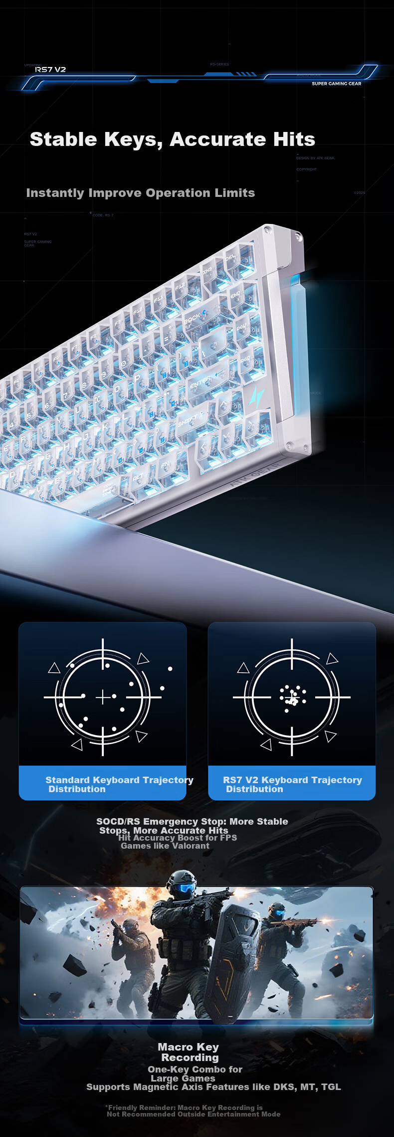 ATKRS7V2 Ultra Wired Customizable Valorant RT Mode 75% Layout Gaming Office Mechanical Keyboard 81 Keys Silver Blade Crystal Blade Switches 5