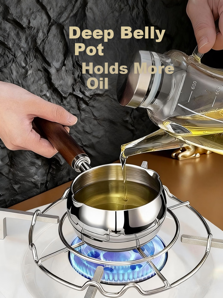 SSN Thickened 304 Stainless Steel Oil Pouring Pot for Heating Oil, 10cm 2