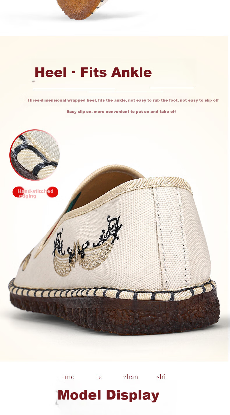BUSHEYUAN Traditional Chinese Style Embroidered Slip-On Lazy Shoes Old Beijing Cloth Shoes Women 330-9022 Black Size 35 7