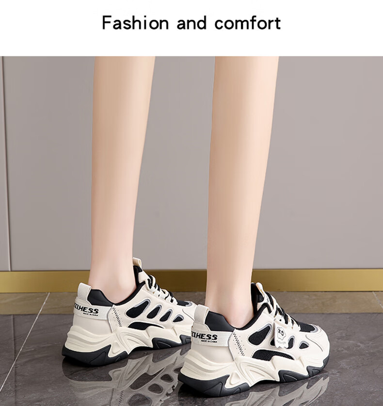 CARTELO Women's Chunky Sneakers, Spring Sports Casual Shoes, Thick-Soled Running Shoes for Women, 1532 Black, Size 37 18