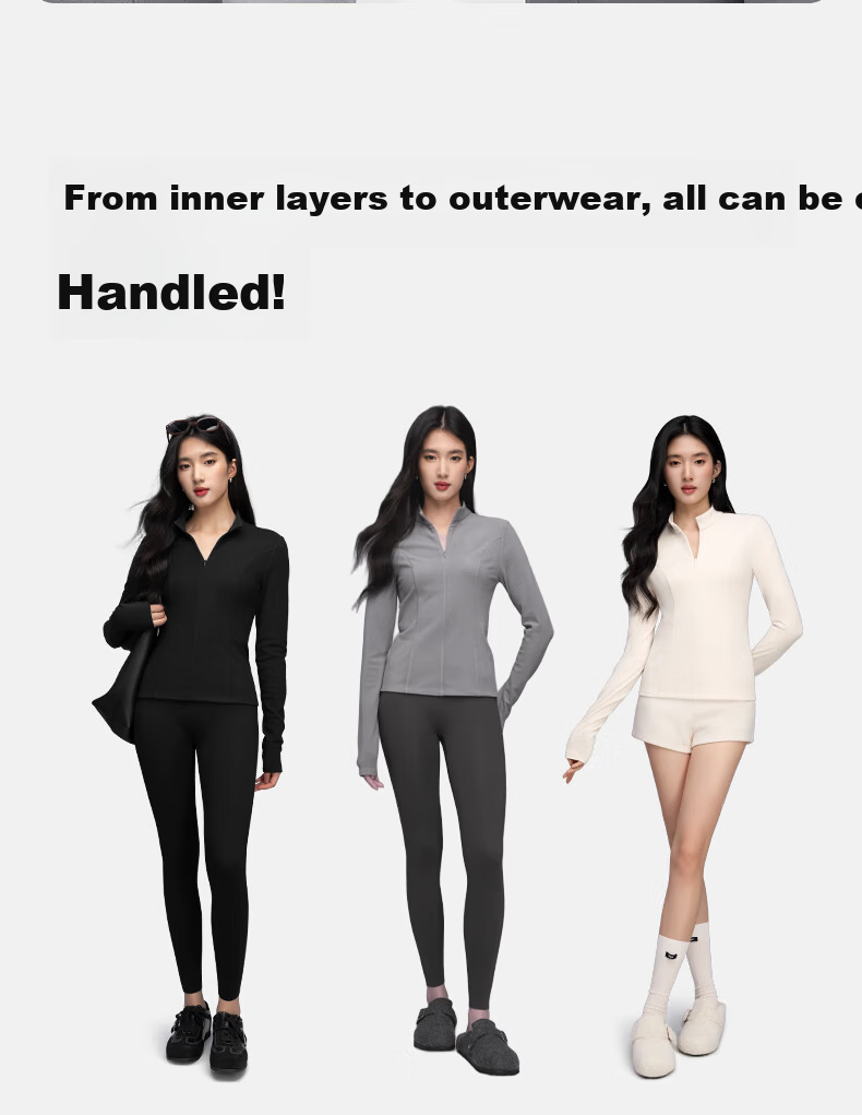 Onoko Half-Zip Base Layer Top Autumn Winter Slim Fit Mock Neck Long Sleeve White T-Shirt 2025 New Arrival 14