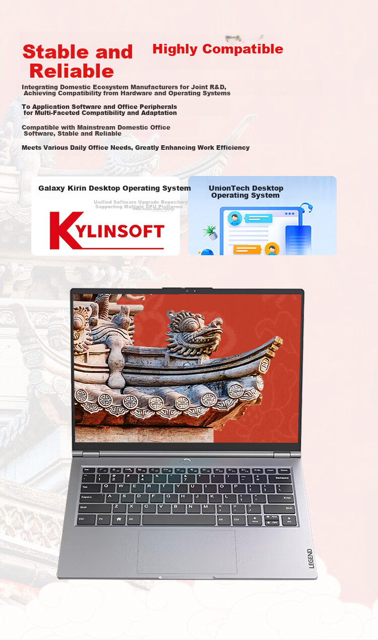 Lenovo Zhaoyang CF4720J Laptop Domestic Xinchuang Independent Feiteng D2000 16GB RAM 1TB Domestic HDD 4GB Dedicated Graphics Kirin V10 Trial Version 3