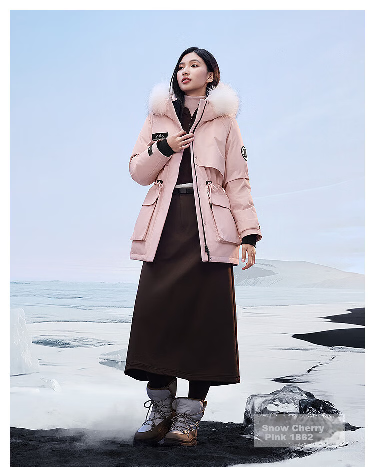 BOSIDENG Off-Season Extreme Cold Goose Down Women's Winter Thickened Hooded Short Coat with Large Fur Collar Mall Edition 15