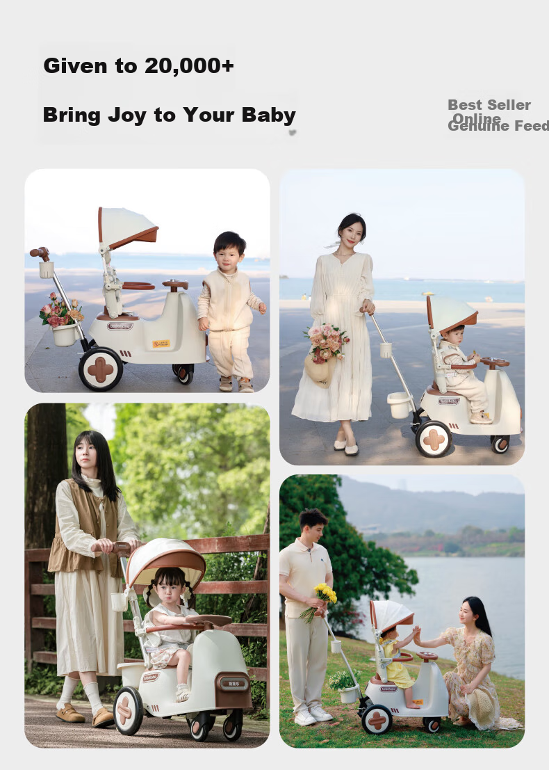 Bebehaha Rocking Baby Stroller 2026 Edition 2-in-1 Toddler Walker Olive Brown for Ages 1-5 2