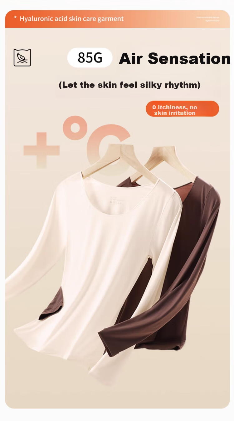 Langsha Women's Thermal Underwear Autumn Winter 10A Antibacterial Skin Care Base Layer with Chest Pad Light Skin L 3