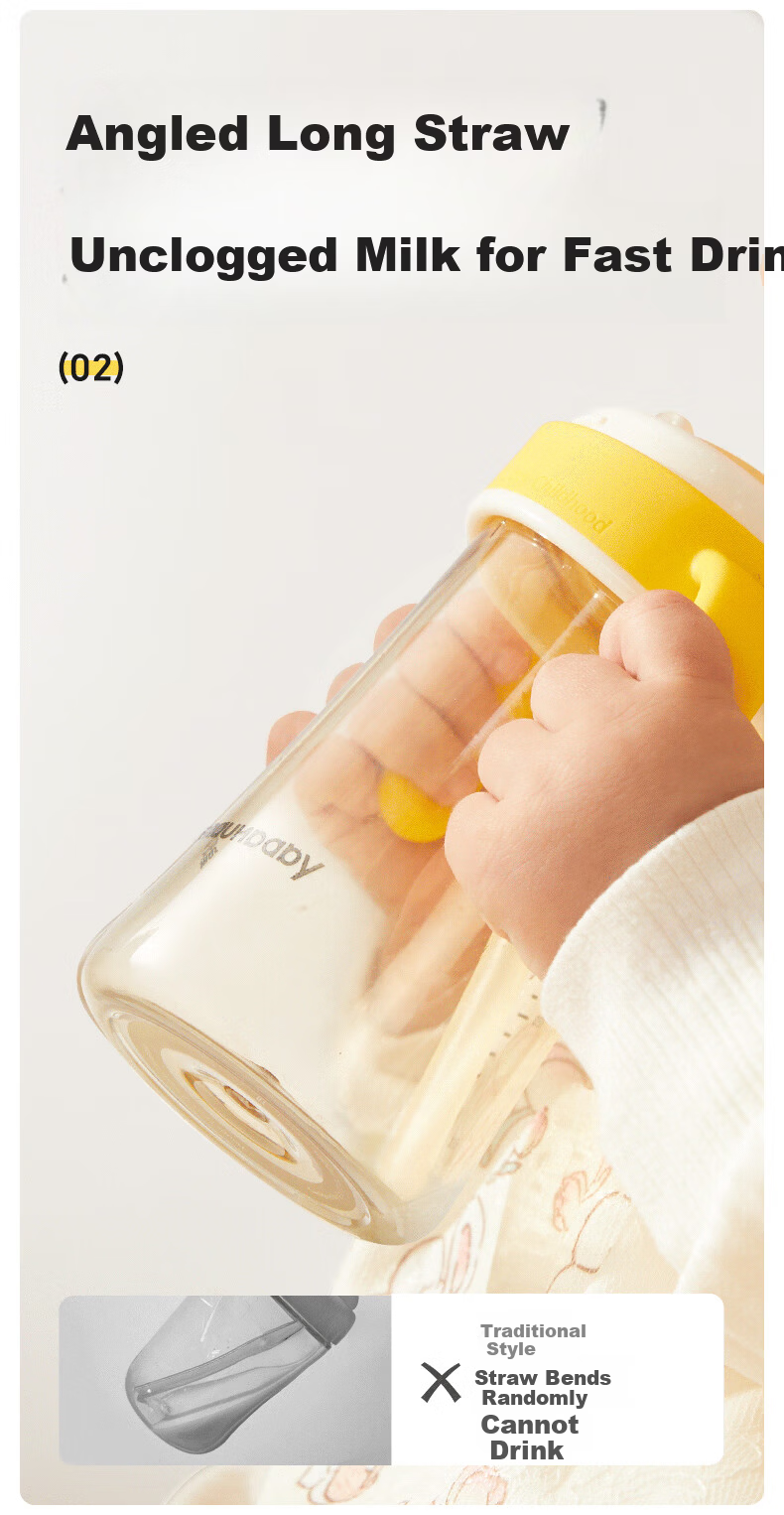 Huang Chong Easy Suck Training Drinking Cup Baby Straw Bottle 4+ Months Anti-Choke Duckbill Milk Cup 160ml 11
