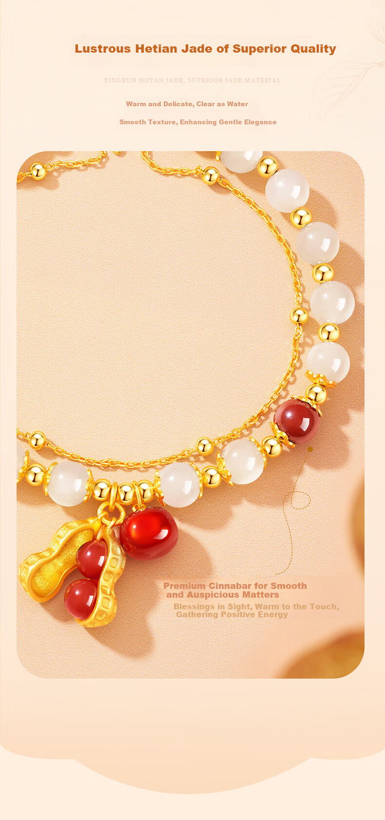 GLTEN Hetian Jade Cinnabar Beaded Bracelet Pure Silver Women's Bracelet 2026 New Jewelry Birthday Gift Commemorative for Girlfriend Wife 6
