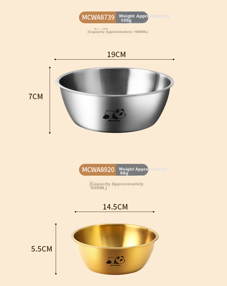MAXCOOK 304 Stainless Steel Bowl Rice Wine Bowl Instant Noodle Bowl Soup Bowl Korean Style Bowl Bibimbap Bowl Sherpa Bowl Yogurt Bowl MCWA8593 11