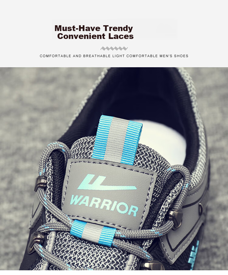 Warrior Men's Summer Breathable Work Office Sports Casual Non-slip Wear-resistant Safety Dad Shoes Black/Grey/Blue 43 10