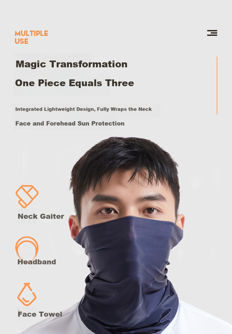 LI-NING Cycling Sun Protection Face Mask Unisex Ice Silk Neck Gaiter Magic Scarf Summer Lightweight Breathable Outdoor Sunshade Dustproof 7