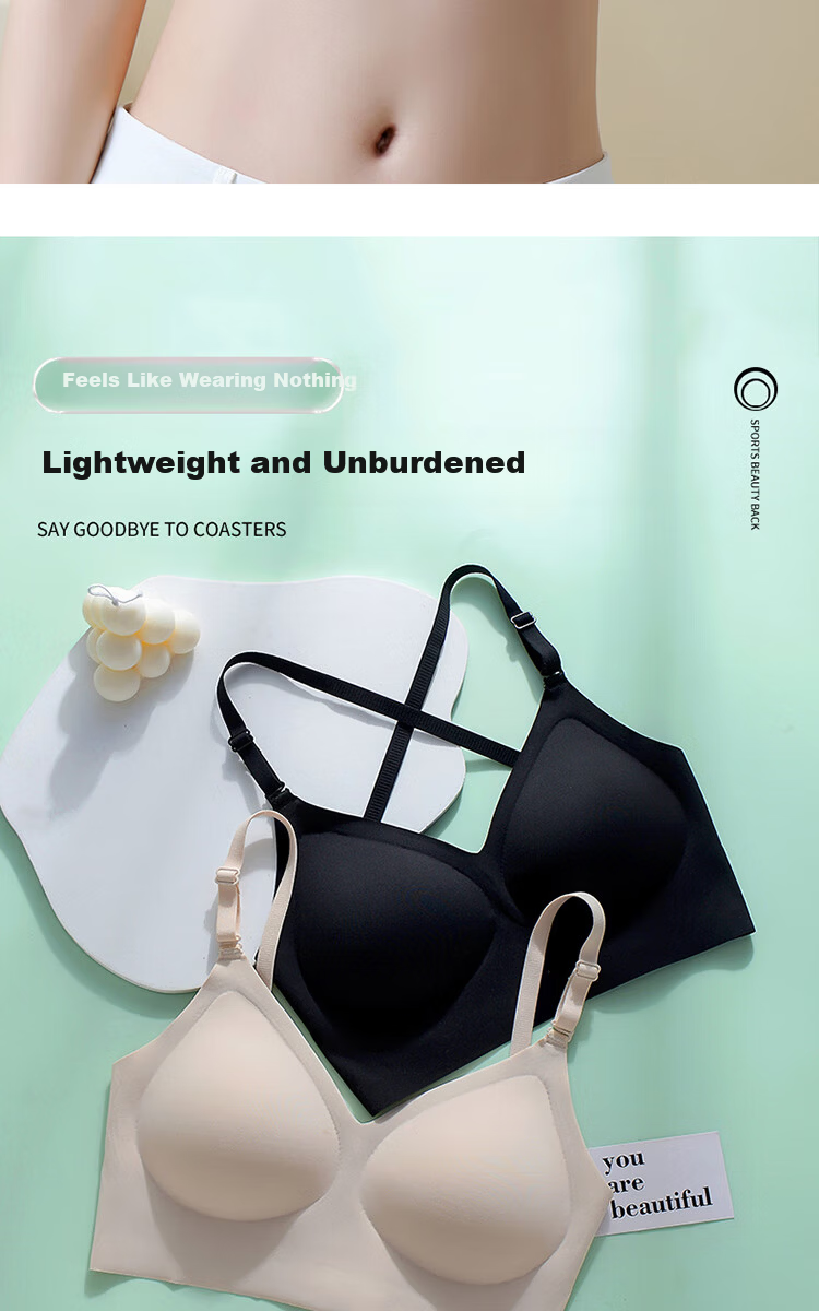 MiiOW Summer Lightweight Foundation Liquid Bra Women's Backless Wireless Bra Small Chest Enhancing Anti-Sagging Bra 11