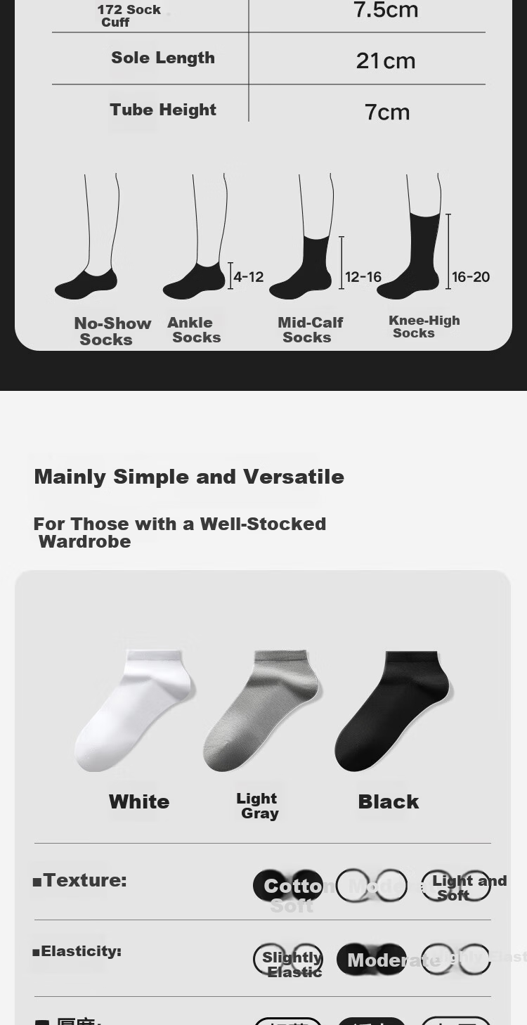 HLA Disposable Cotton Short Socks for Men and Women 7A Antibacterial Travel Daily Use No-Wash Sports Casual Low-Cut Socks 7 Pairs Pack 11