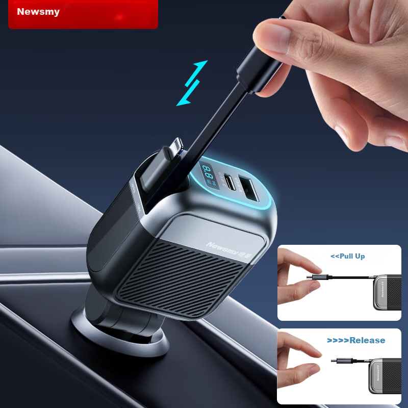 Newsmy Car Charger Super Fast Charging Multifunctional 3-in-1 Cigarette Lighter Adapter Car Charger