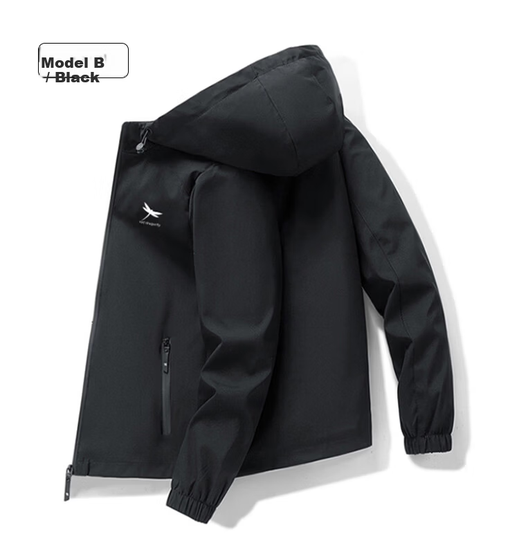 RED DRAGONFLY Men's Business Casual Fashion Simple Versatile Loose Comfortable Hooded Jacket Black A M 12