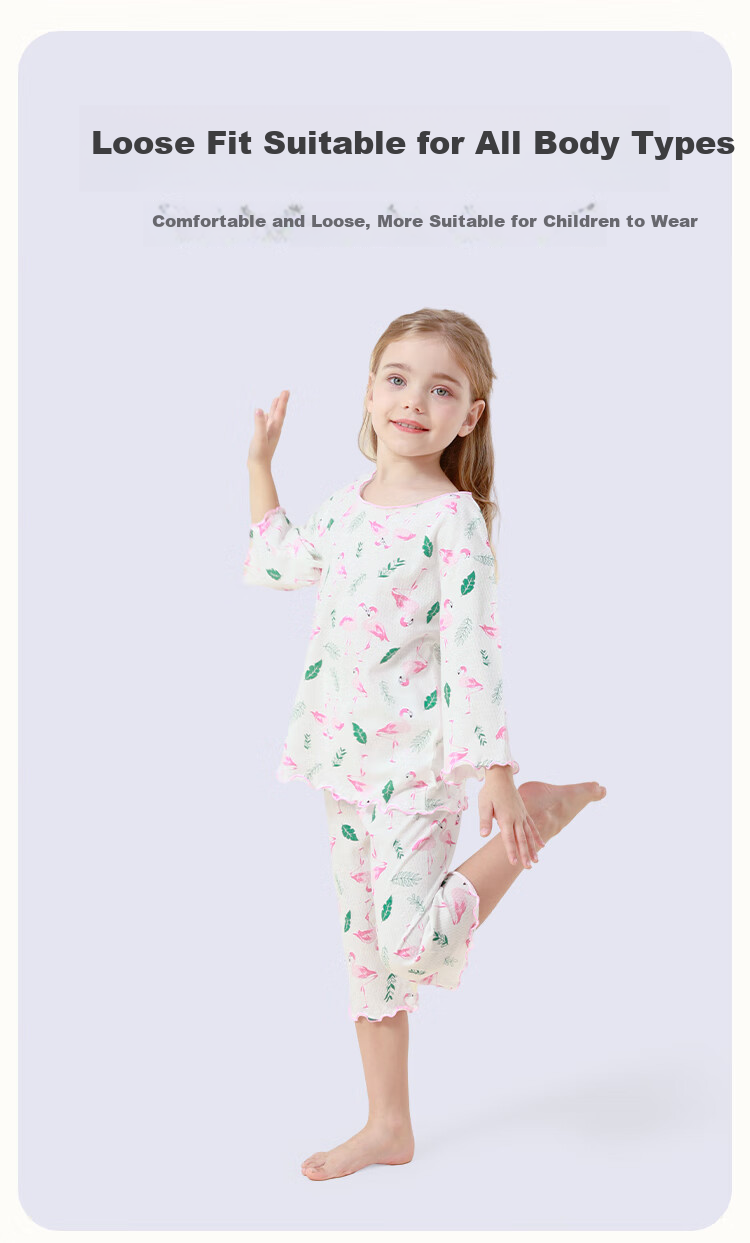 DEESHA 100% Cotton Children's Pajamas Girls Homewear Student Baby Air Conditioning Suit Set 6
