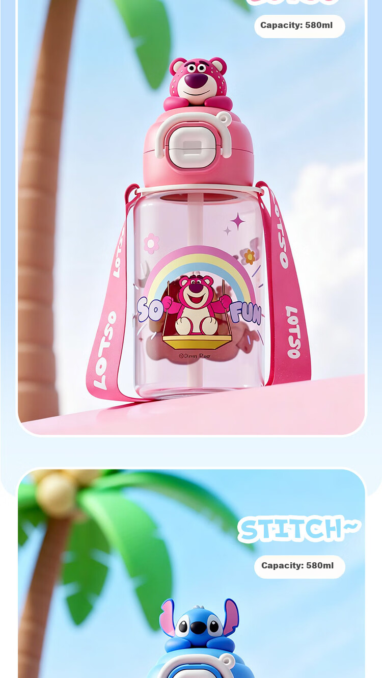 Disney Large Capacity Straw Water Bottle High-Quality Cup for Men and Women Children's Student Sports Water Bottle Summer Gift 9