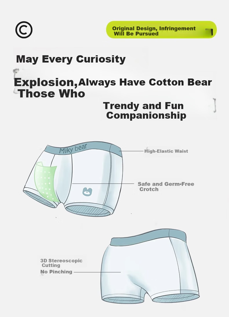 Mianqixiong Boys' Cotton Underwear Children's Pure Cotton Class A Shorts 2025 New Four-Boxer Briefs for Boys Elementary School Students 4-Pack - G203-XL 3