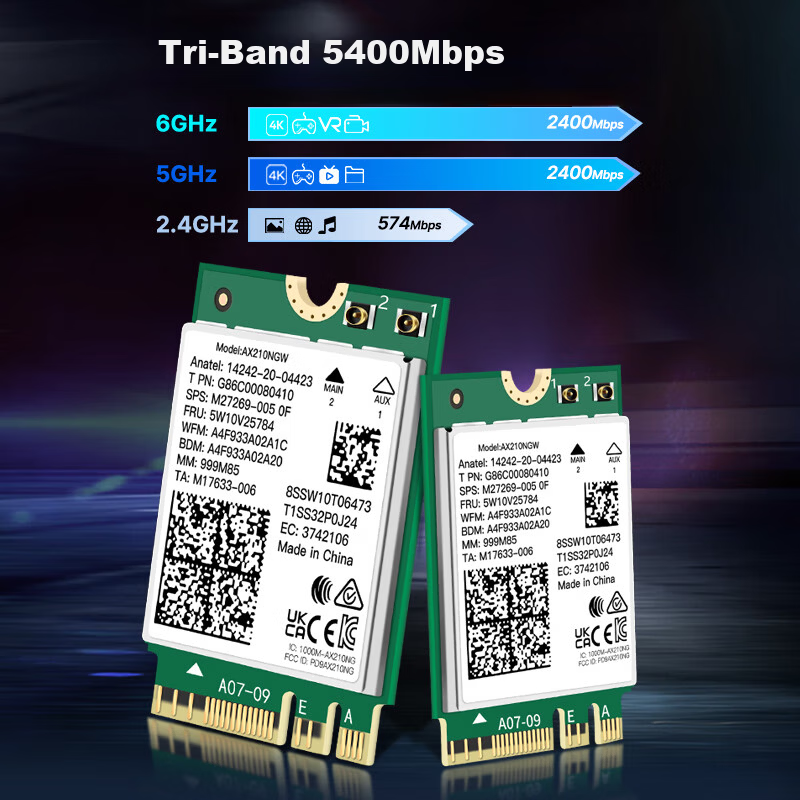 Fenvi Intel AX210 Gaming Wireless Network Card Laptop Network Card Desktop M.2 NGFF Card 5G Dual-Band Gigabit WiFi Receiver