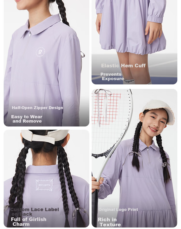 Onmygame Blokette Sporty Girls' High Elasticity Sun Protection Dress Spring Glacier Gray 140 10