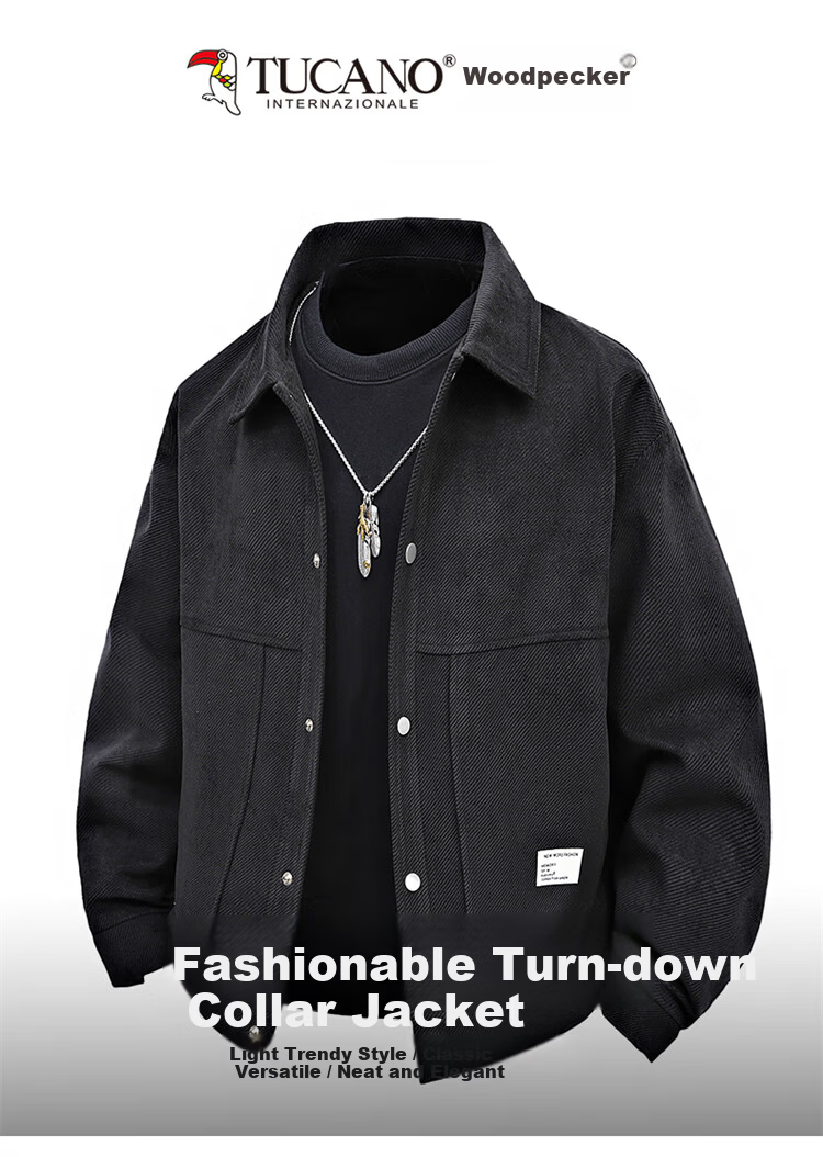 TUCANO Men's Spring Autumn Jacket Casual Loose Stylish Lapel Workwear Coat Off-White XL 1