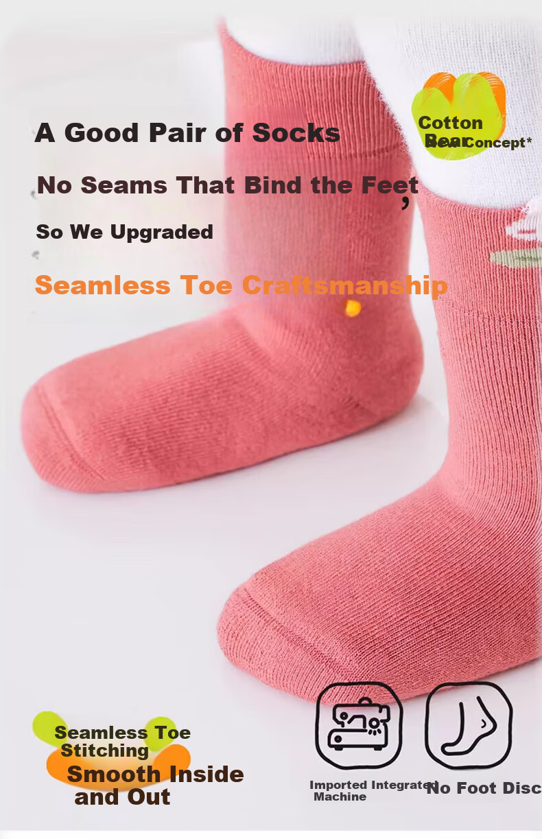 Mianqixiong Baby Socks Pure Cotton Mid-Calf Infant A-Class Autumn Winter Non-Restrictive Girls Children's Cotton Socks - H041-M 9