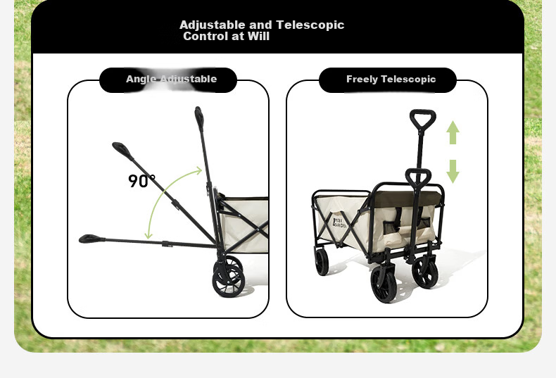 MOBIGARDEN Camp Cart Outdoor Camping Large Capacity Wide Wheel Dual Brake Folding Cart Interstellar NX24689019 Winter Bamboo Green 14