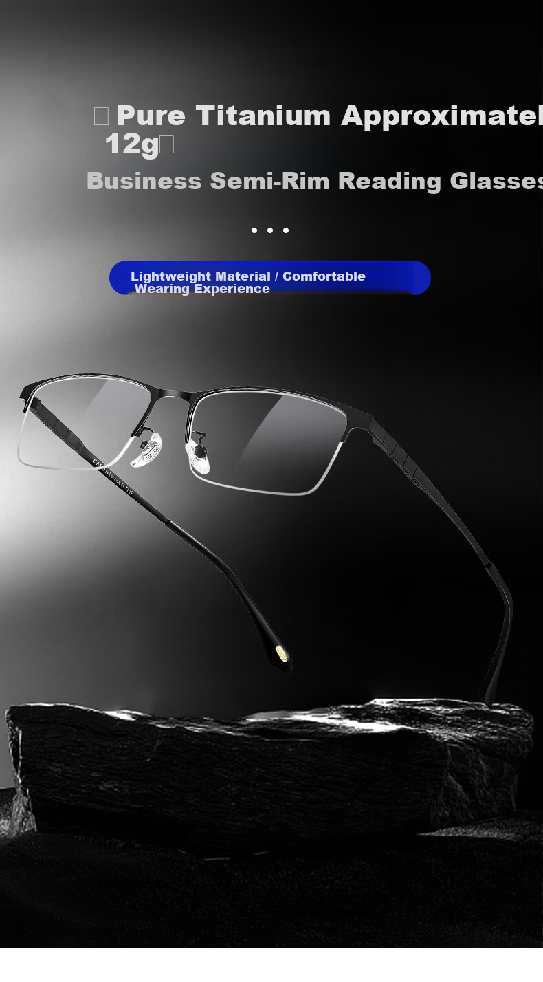 CAPONI Japanese Imported Pure Titanium Bifocal Reading Glasses for Men Ultra-Light Semi-Rimless Smart Zoom Genuine Driving and Walking Use 2