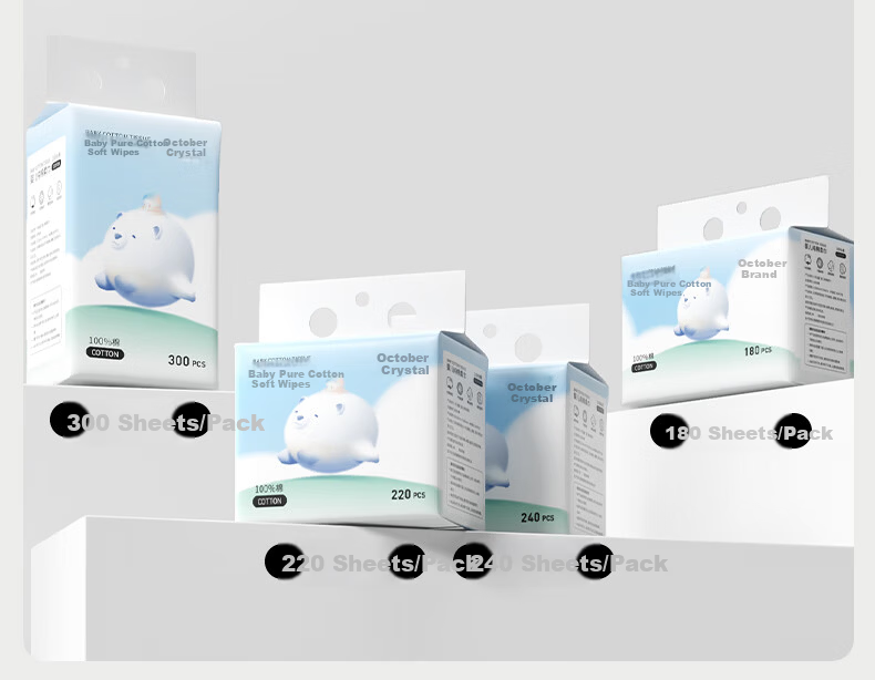 October Crystallization Baby Cotton Soft Wipes 300 Sheets Single Pack 100% Cotton Thickened Dual-use Dry and Wet Disposable Face Towels Suitable for Adults 12