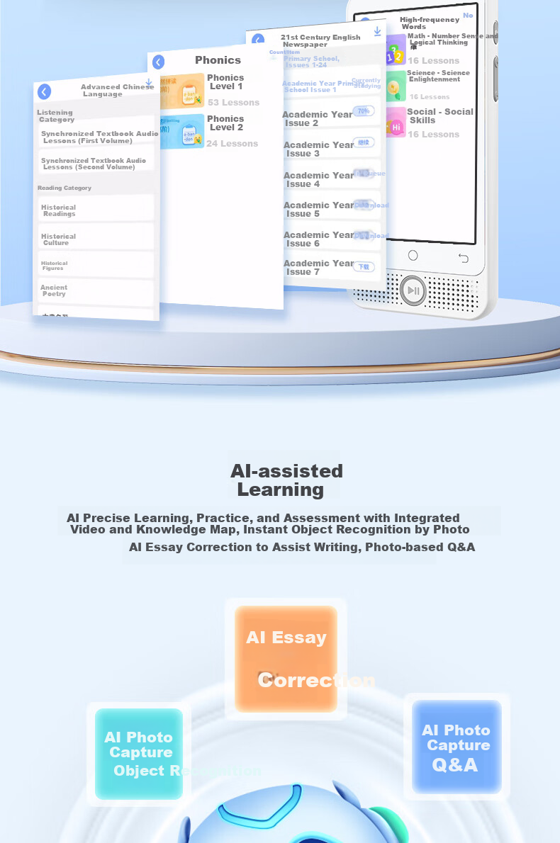 Xiaodu K1 Listening Treasure English Listening Portable Device Synchronized Textbook Memorization Tool Ear Training Pocket Learning Machine Large Screen for Primary, Middle, and High School Vocabulary 5