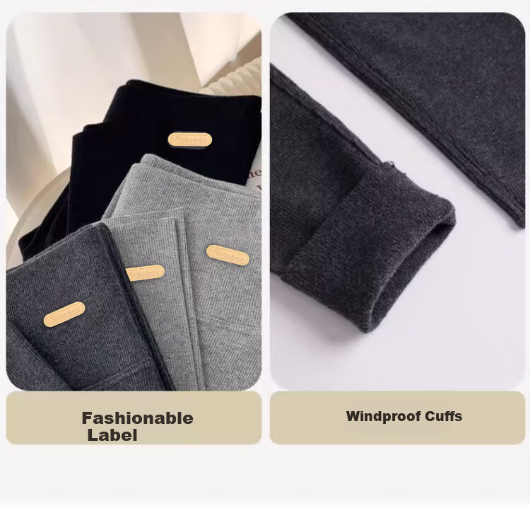 Langsha Ribbed Cotton High-Waist Slim Fit Thermal Leggings for Women, Spring and Autumn Outerwear, Versatile Warm Skinny Cropped Pants 9