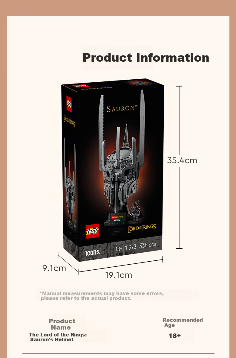 LEGO Building Blocks 11373 The Lord of the Rings: Sauron's Helmet Boys Girls Toy Birthday Gift Display Model 10
