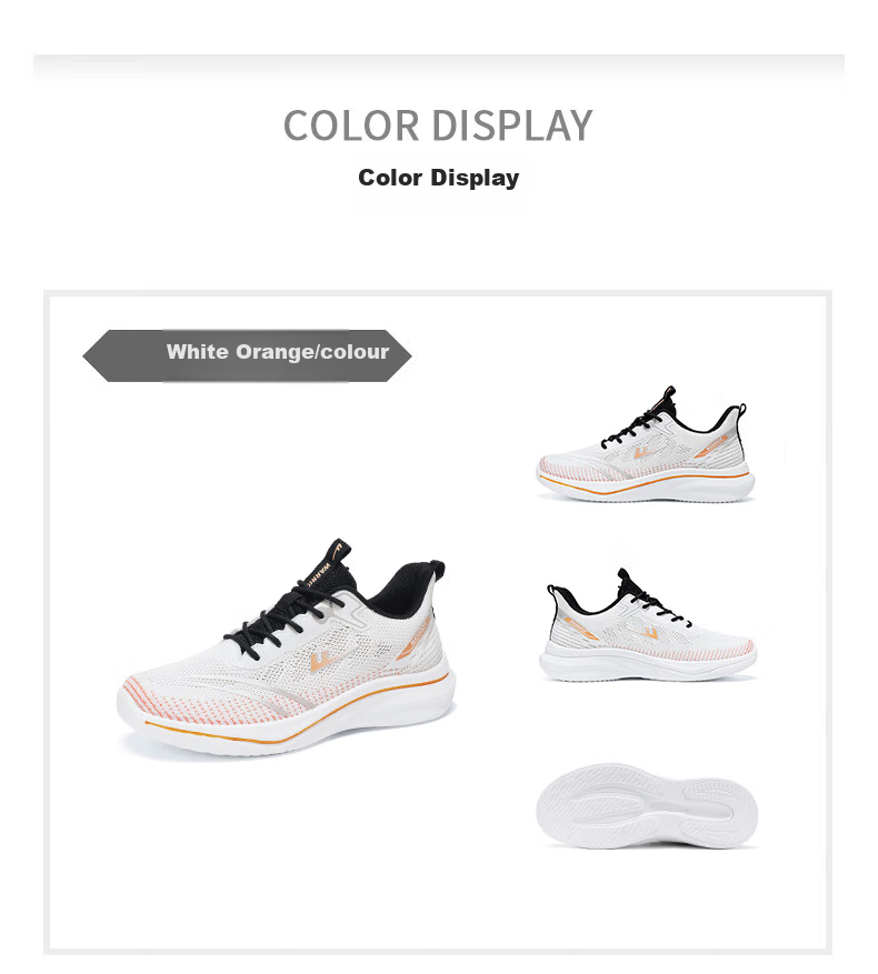 Warrior Men's Sports Shoes Lightweight Breathable Running Shoes Casual Soft Elastic Sneakers White Orange Size 39 17