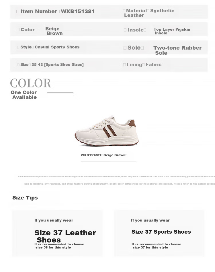 Red Dragonfly Women's Casual Breathable Versatile White Shoes Outdoor Wear-Resistant Lightweight Soft Sole Travel Shoes WXB151381 Beige Brown Size 37 6