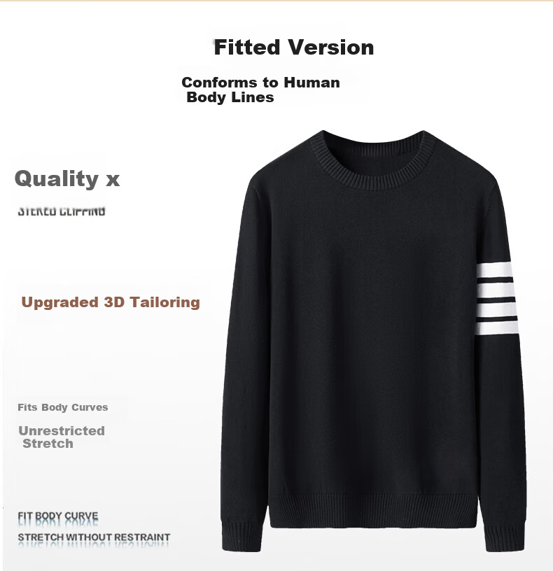 Jeanswest Men's Autumn Winter Crew Neck Casual Thickened Warm Pure Cotton Sweater Fashion Youth Comfortable Knitwear 3