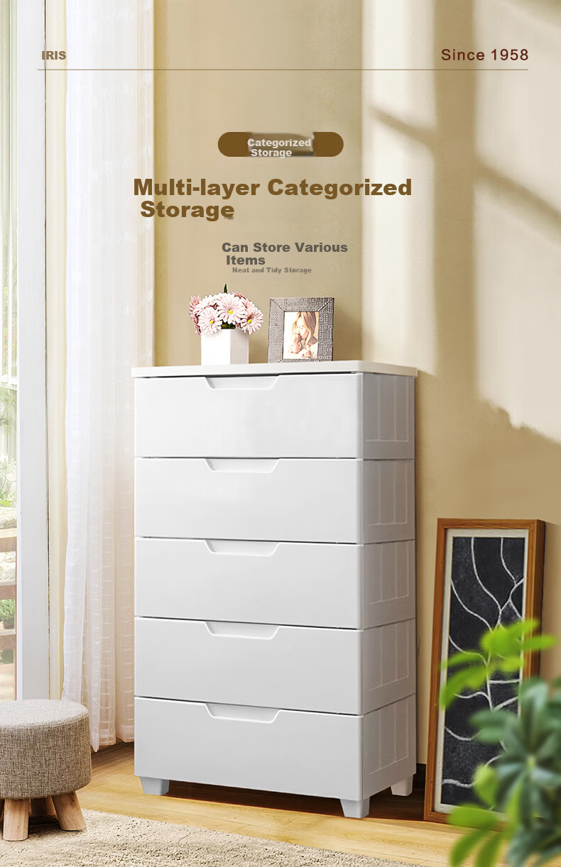 IRIS Storage Cabinet, Drawer-Style Baby Wardrobe, Storage Cabinet, Simple Organizer Cabinet, Eco-Friendly Plastic Storage Box, Alice Five-Tier 2