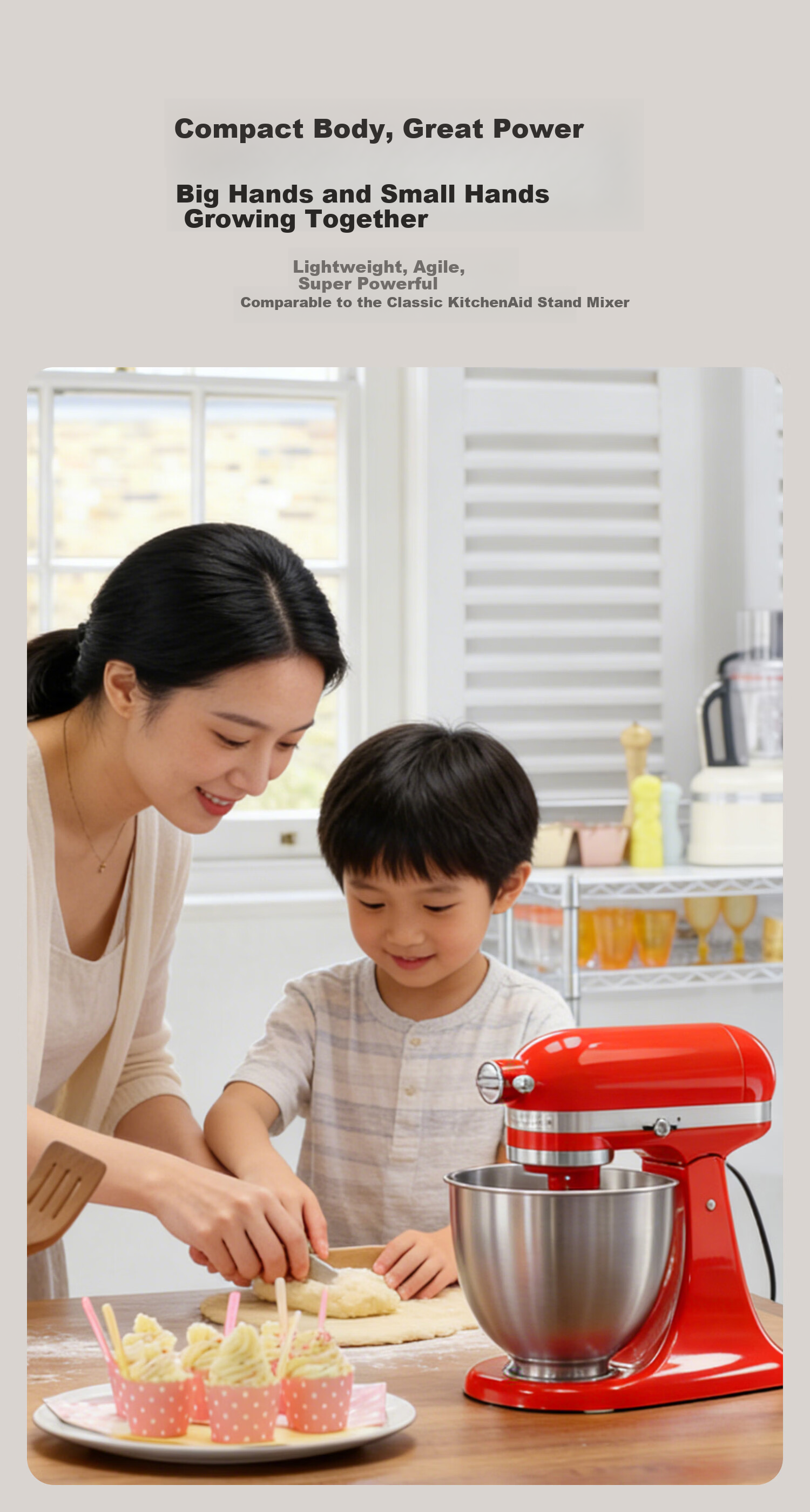 KitchenAid 3.5QT Multifunctional Stand Mixer Home Small Dough Kneading Machine Warm Orange 5KSM3311XCHT 3